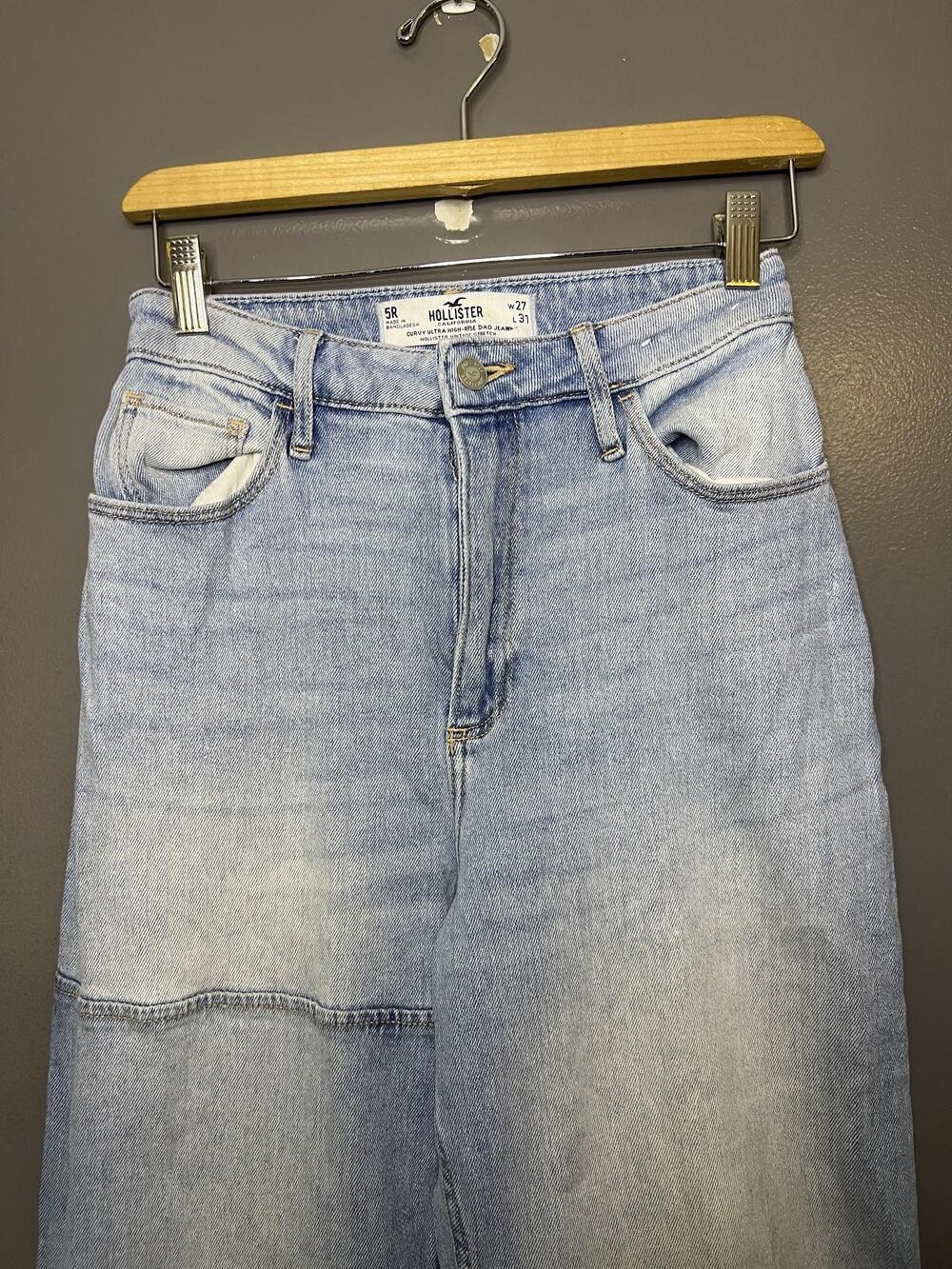 Hollister Curvy Ultra High Rise Dad Jeans Womens 5R Light Wash Straight Denim
